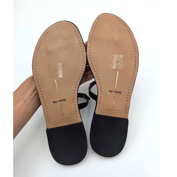 Dolce Vita Wink Toe-Ring Slide Flat Sandals Saddle Leather Black Size US9 EU40 - Picture 8 of 12